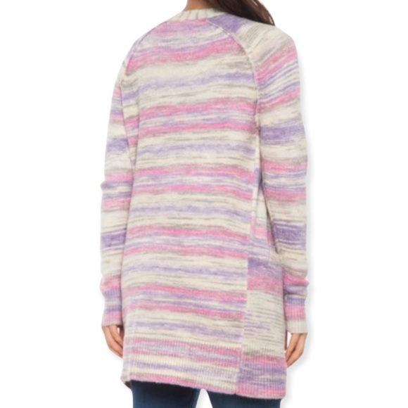 LUCKY BRAND Space Dye Open Front Cardigan Sweater with Hand Pockets M NWT - Picture 3 of 13
